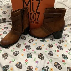 Miz Mooz Brown Heeled Ankle Boots
